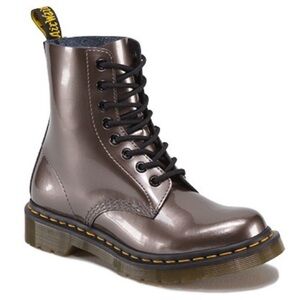 Dr. Martens Pascal Boots in Pewter Spectra Patent Size 8 Leather Lace Up